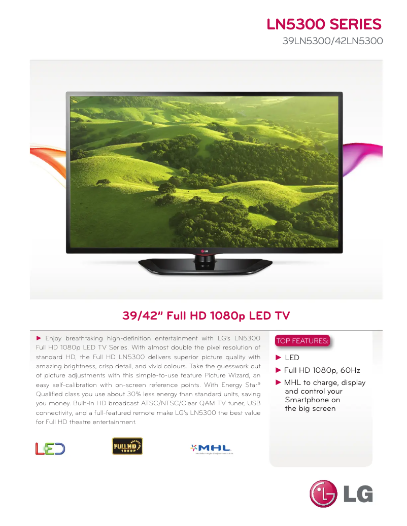 Página 1 del manual Ficha técnica LG 39LN5300