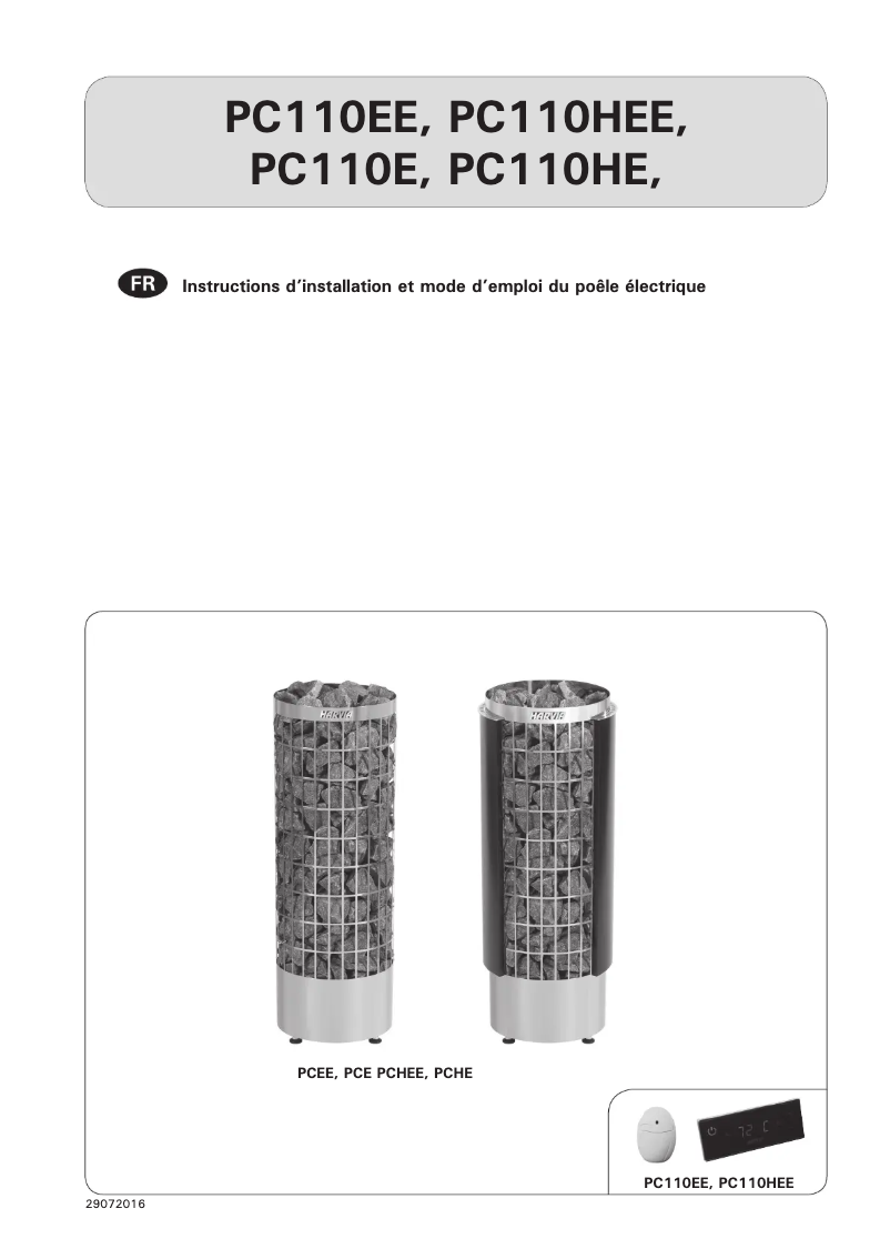 Page 1 de la notice Manuel utilisateur Harvia Cilindro PC110HEE HPC1104HEE