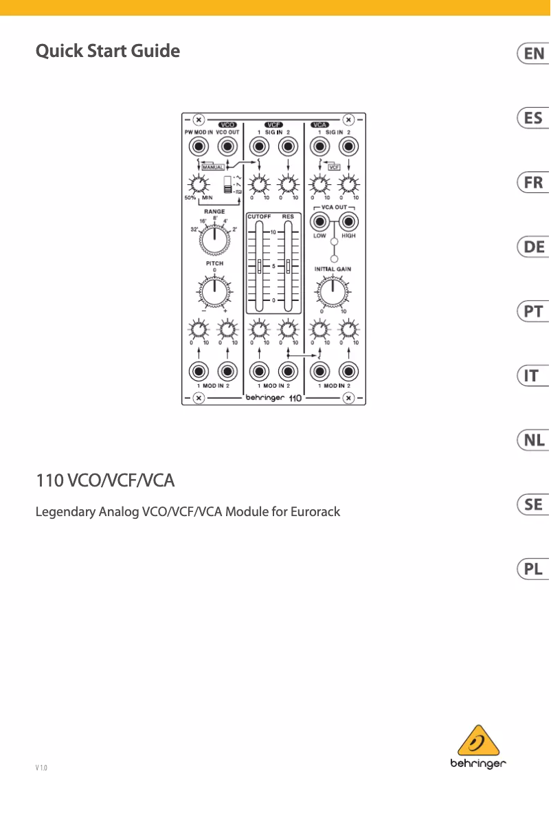 Image de la première page du manuel de l'appareil 110 VCO/VCF/VCA