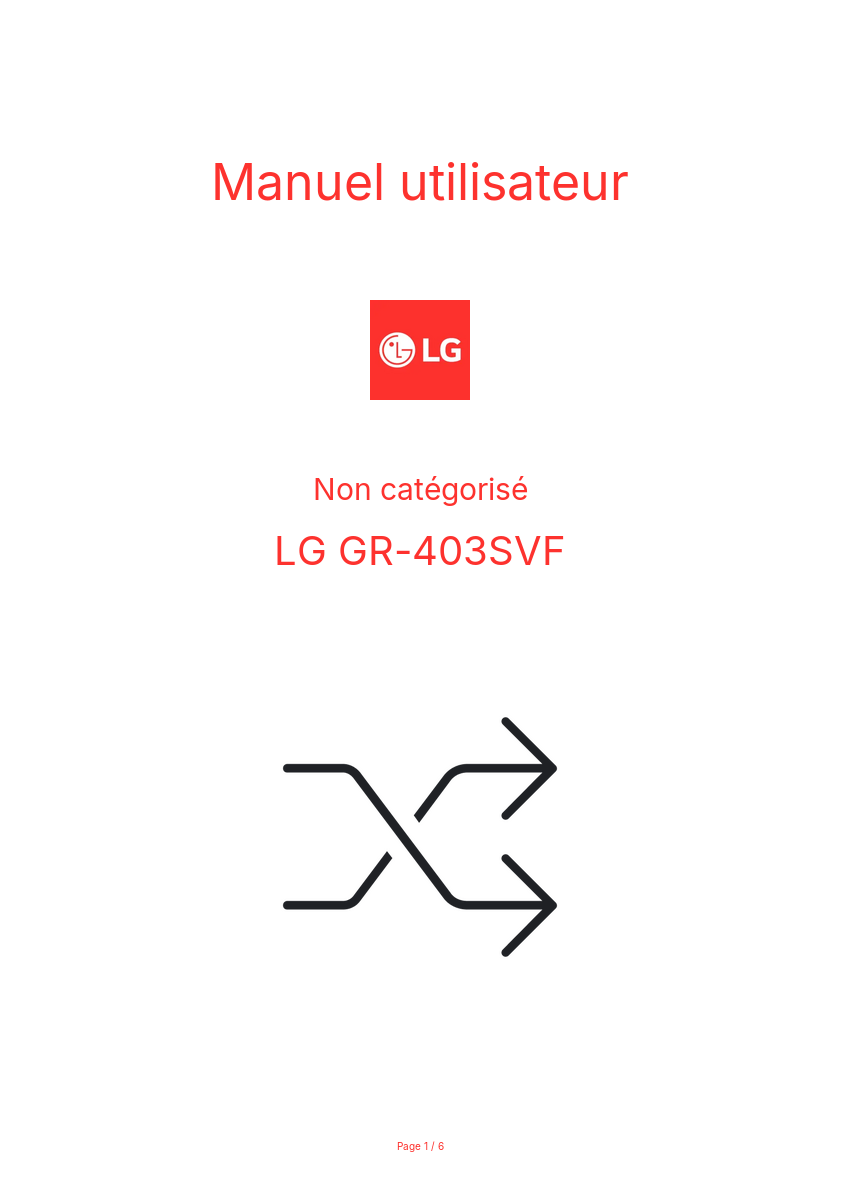 Page n°1 - Manuel utilisateur LG GR-403SVF