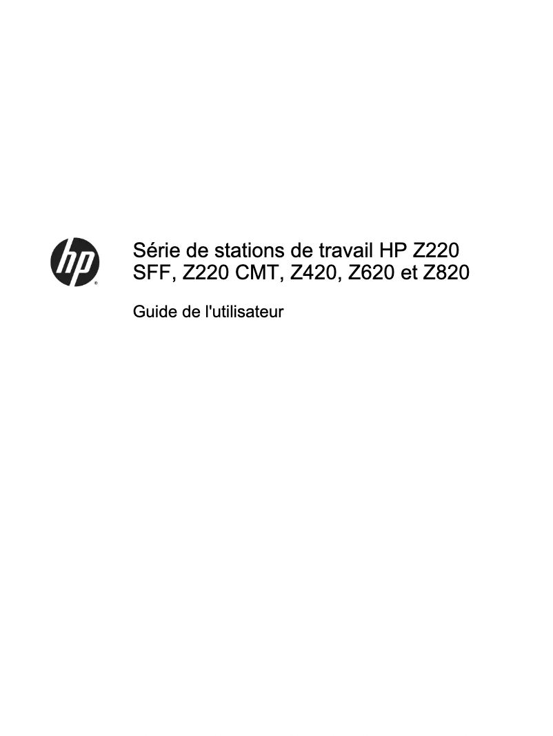 Page 1 de la notice Manuel utilisateur HP Z220