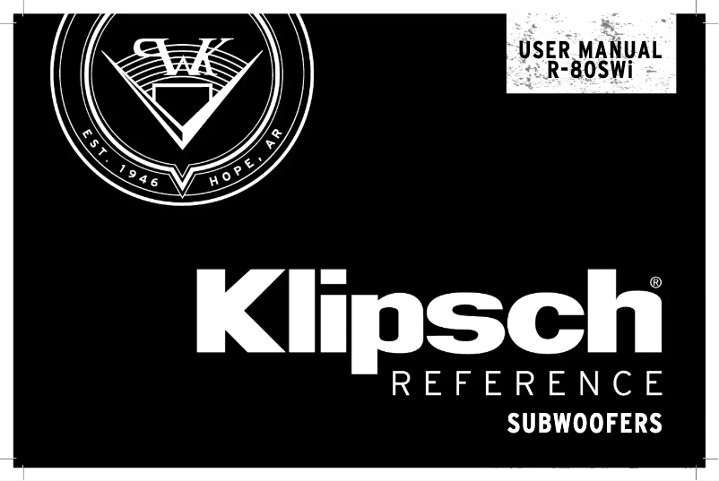 Page n°1 - Manuel utilisateur Klipsch R-80SWi