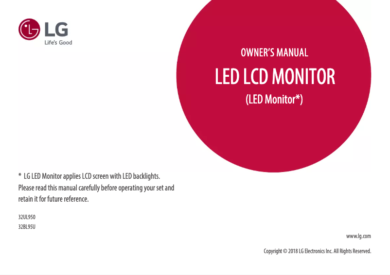 Page 1 de la notice Manuel utilisateur LG BL95U