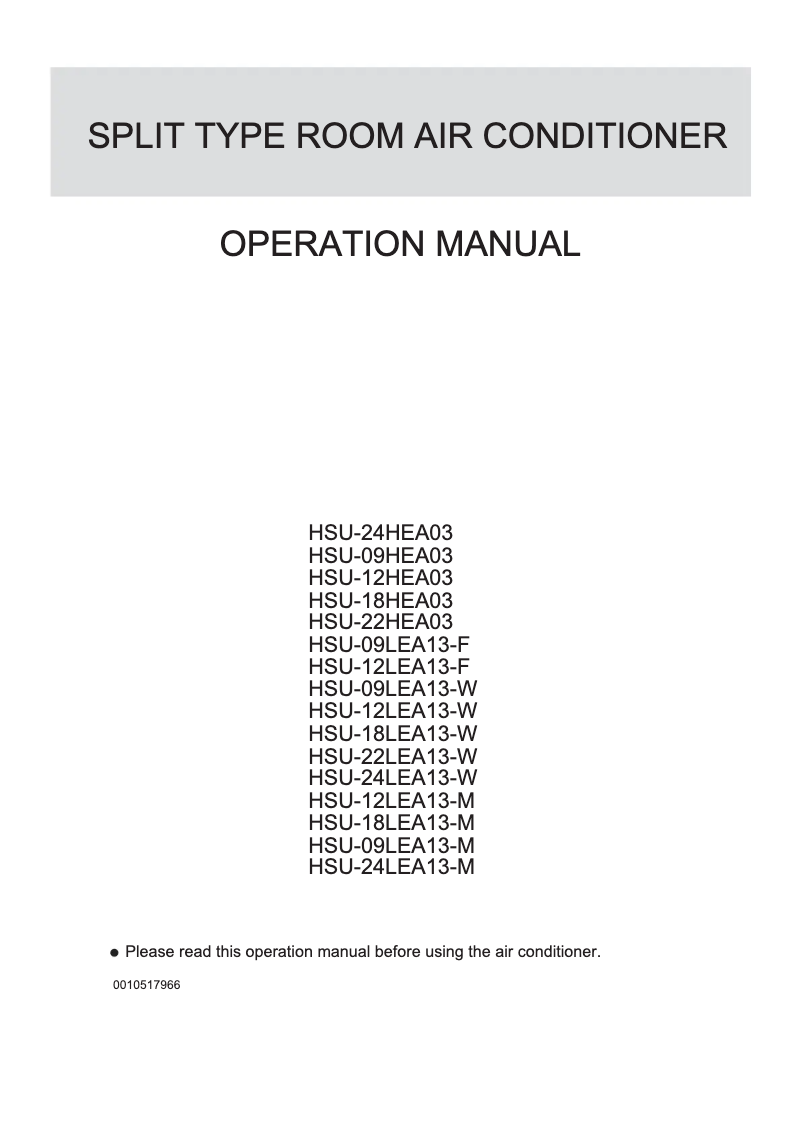 Page n°1 - Manuel utilisateur Haier HSU-18LEA13-M