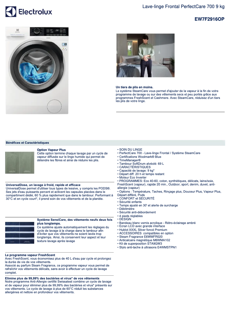 Image de la première page du manuel de l'appareil EW7F2916OP