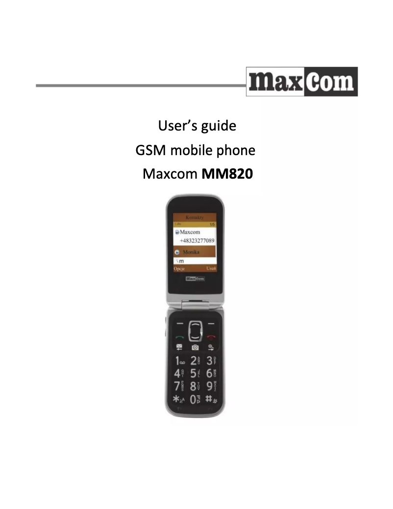 Page n°1 - Manuel utilisateur MaxCom MM820
