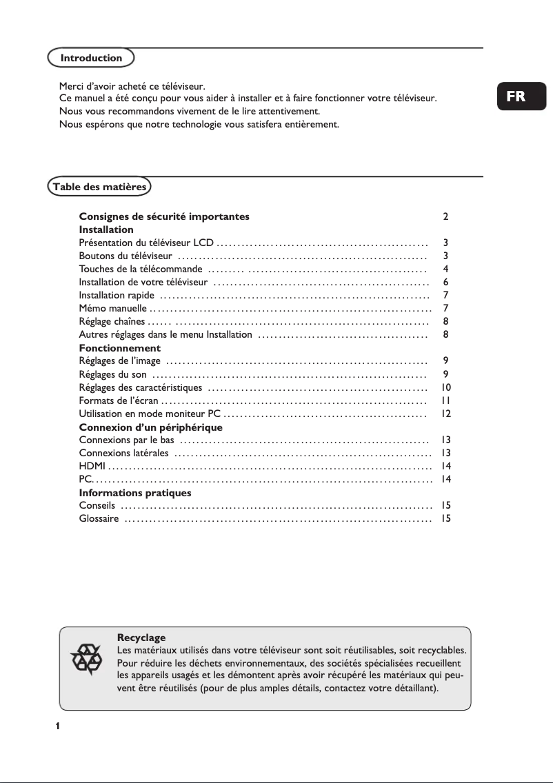 First page image of the manual for 20PFL4122