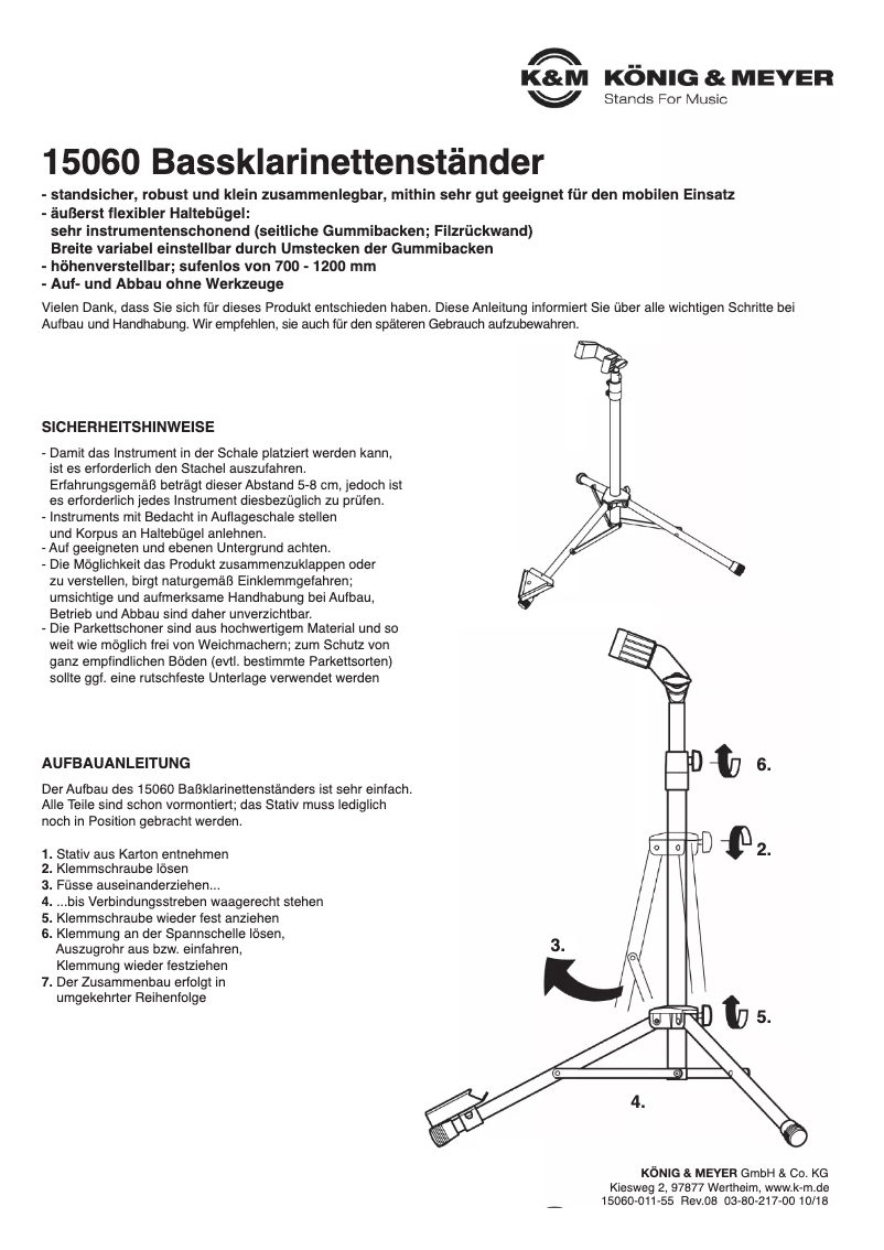 Page 1 de la notice Manuel utilisateur Konig & Meyer 15060