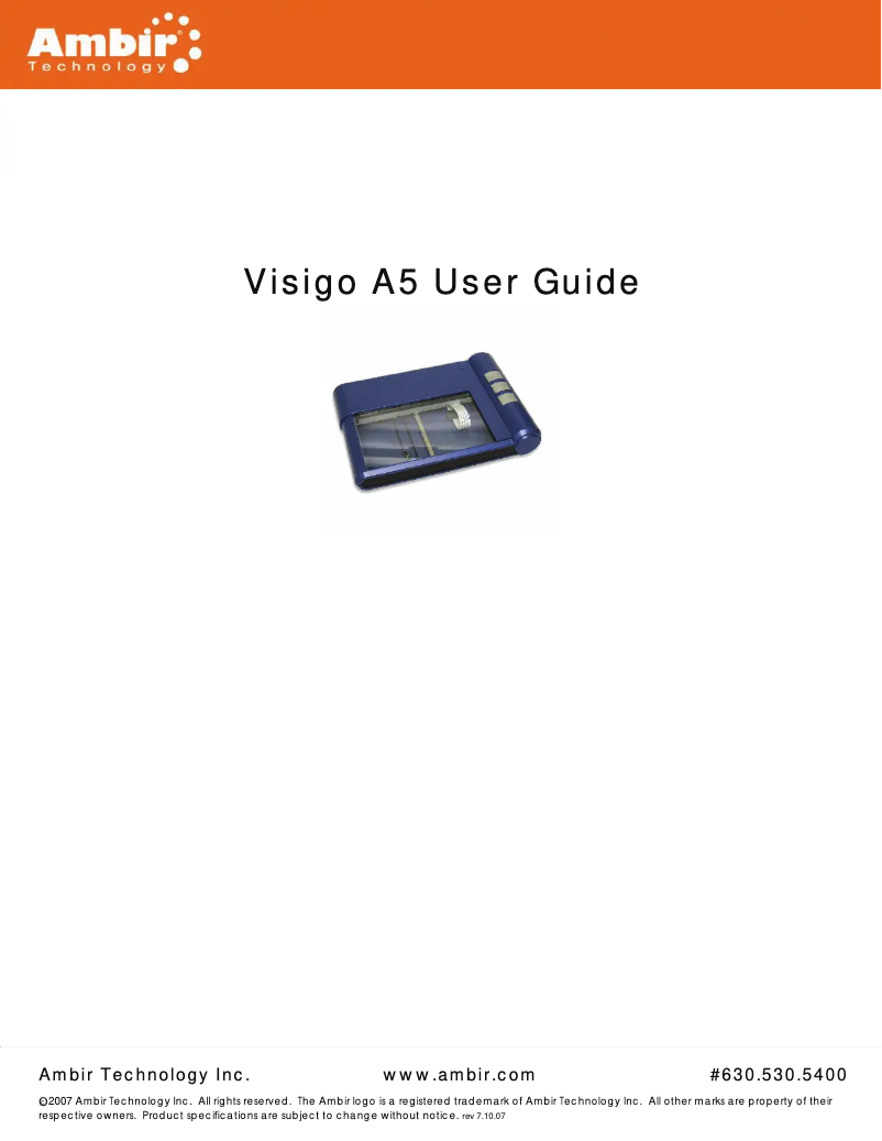 Page n°1 - Manuel utilisateur Ambir Visigo A5