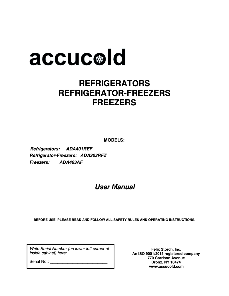 Page n°1 - Manuel utilisateur Summit ADA302RFZTBC