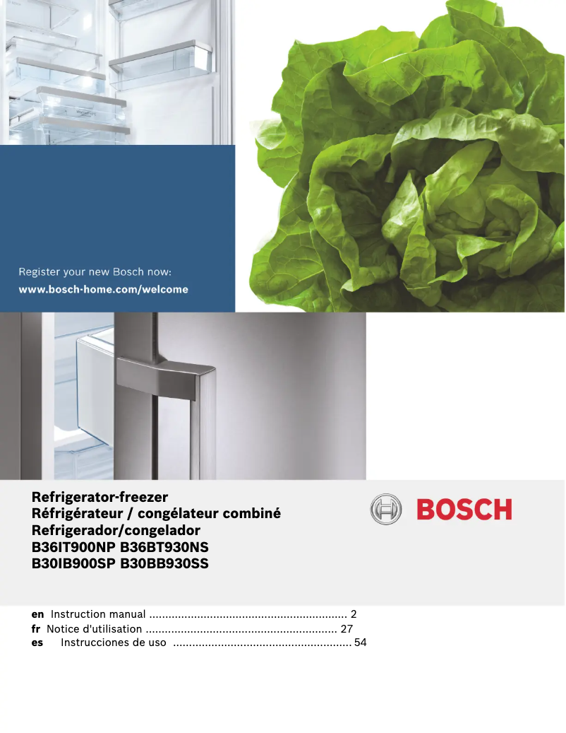 Page n°1 - Manuel d'utilisation et d'entretien Bosch B30BB930SS