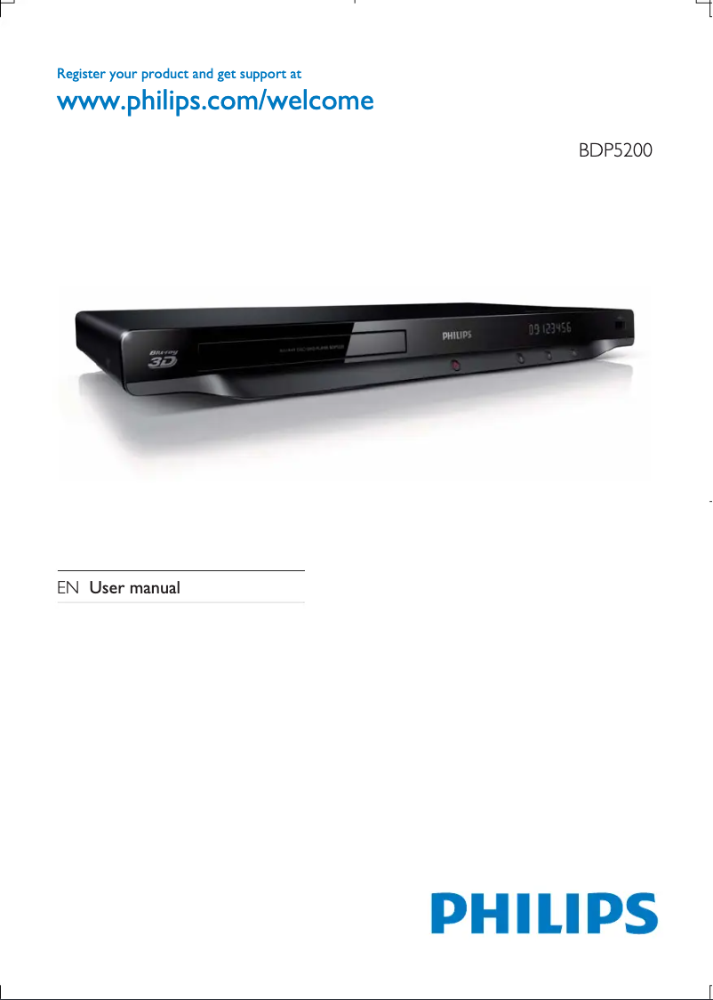 Page 1 de la notice Manuel utilisateur Philips BDP5200X