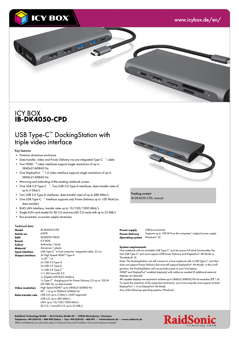 Imagen de la primera página del manual del dispositivo IB-DK4050-CPD