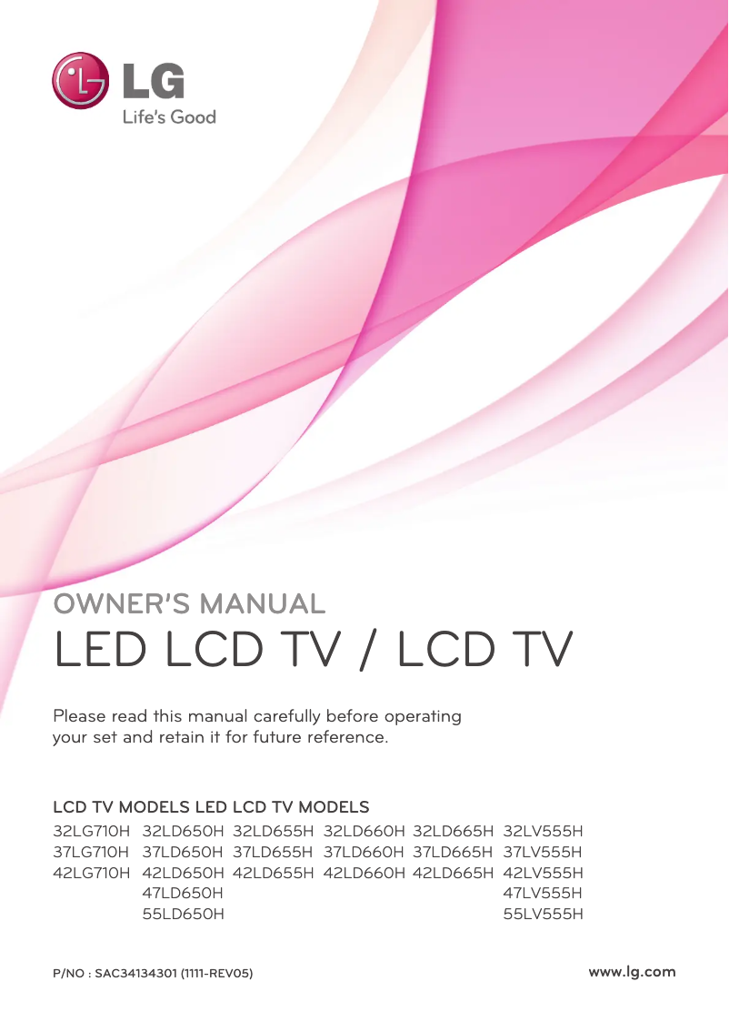 Page 1 de la notice Manuel utilisateur LG 42LV555H