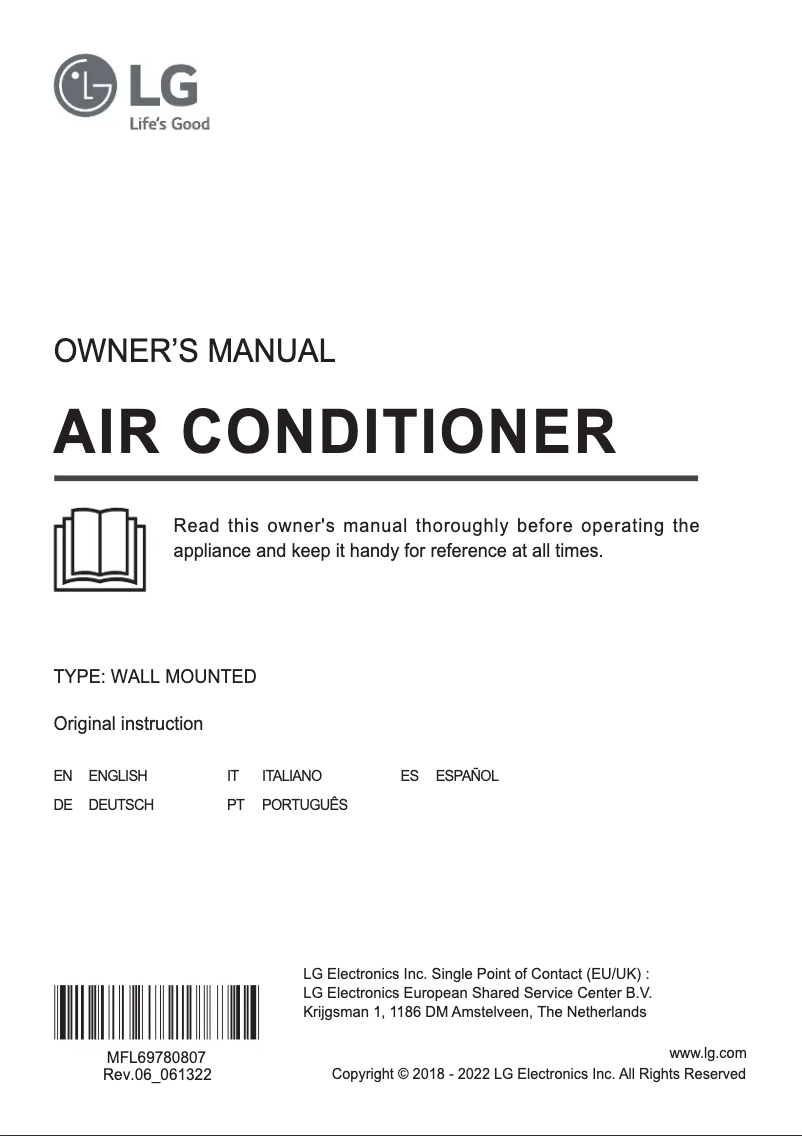 Page 1 de la notice Manuel utilisateur LG W09EG