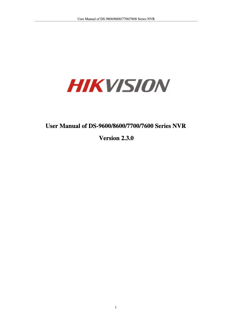 Page 1 de la notice Manuel utilisateur Hikvision DS-7608NI-SE-N