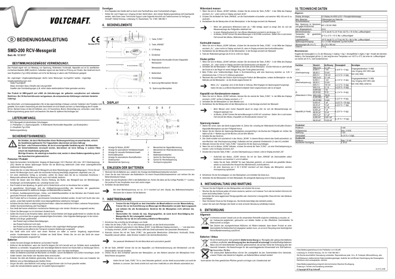 Page 1 de la notice Manuel utilisateur Voltcraft SMD-200