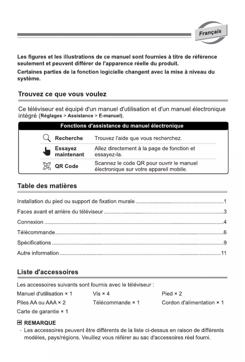 Page 1 de la notice Manuel utilisateur Hisense 55E77KQ