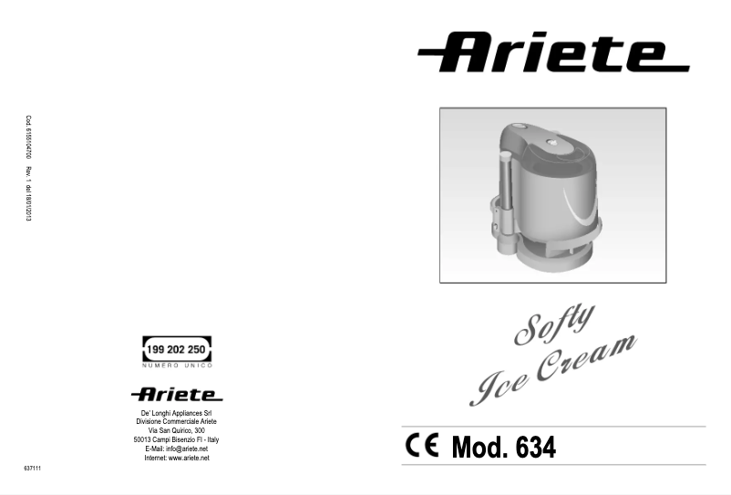 Image de la première page du manuel de l'appareil Softy Ice Cream Party Time 634