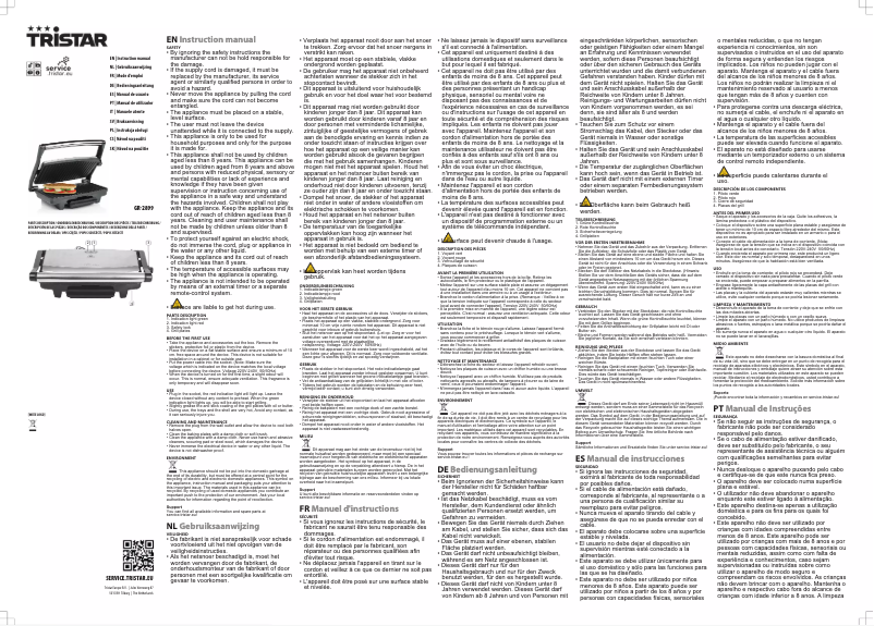 Página 1 del manual Manual de usuario TriStar GR-2899