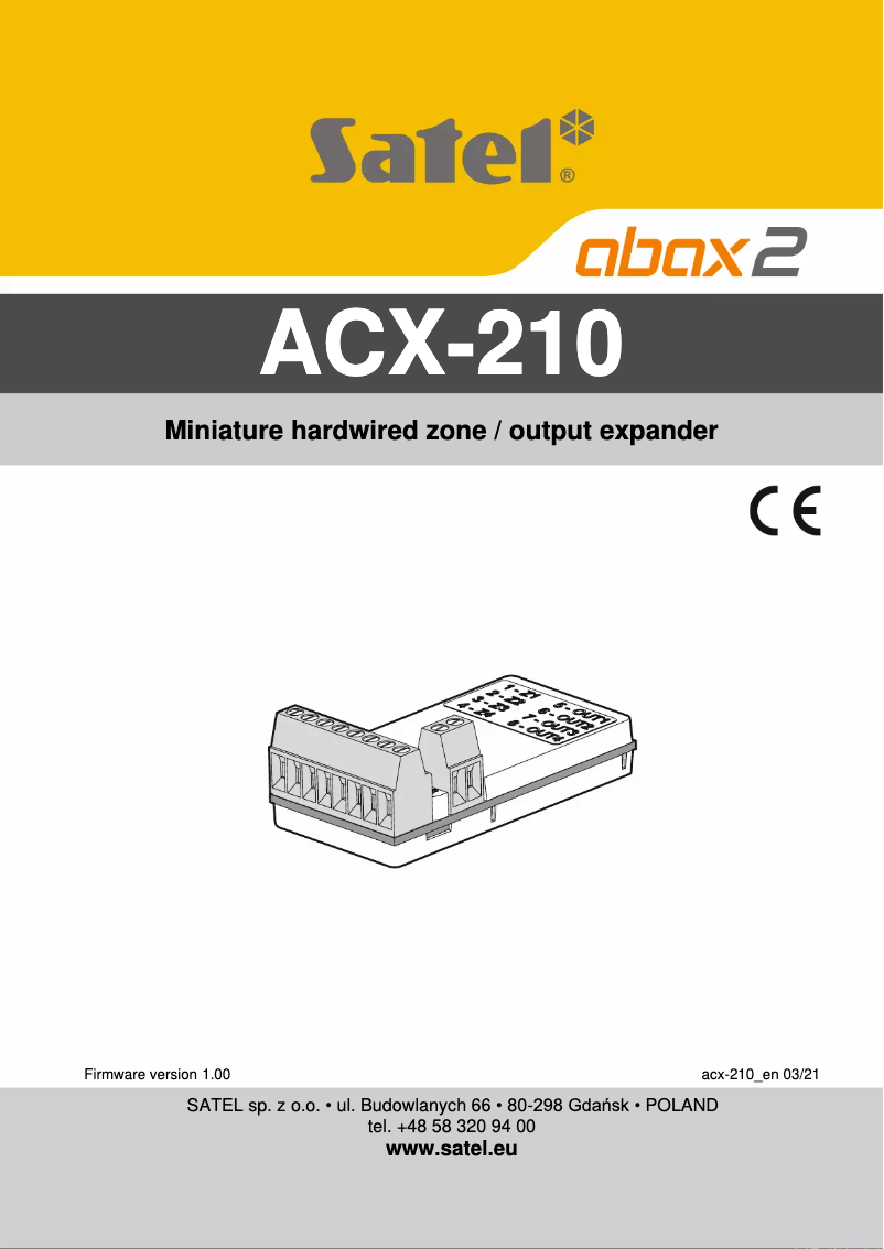Page n°1 - Manuel utilisateur Satel ACX-210