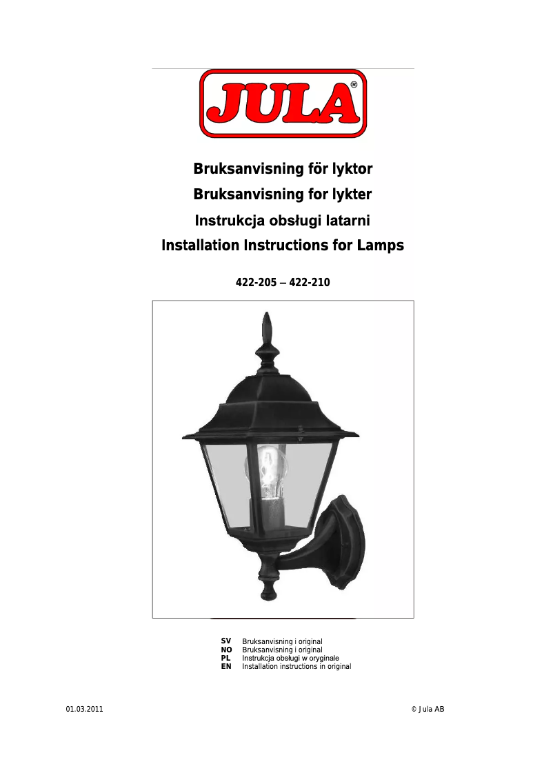 Page n°1 - Manuel utilisateur Anslut 422-207