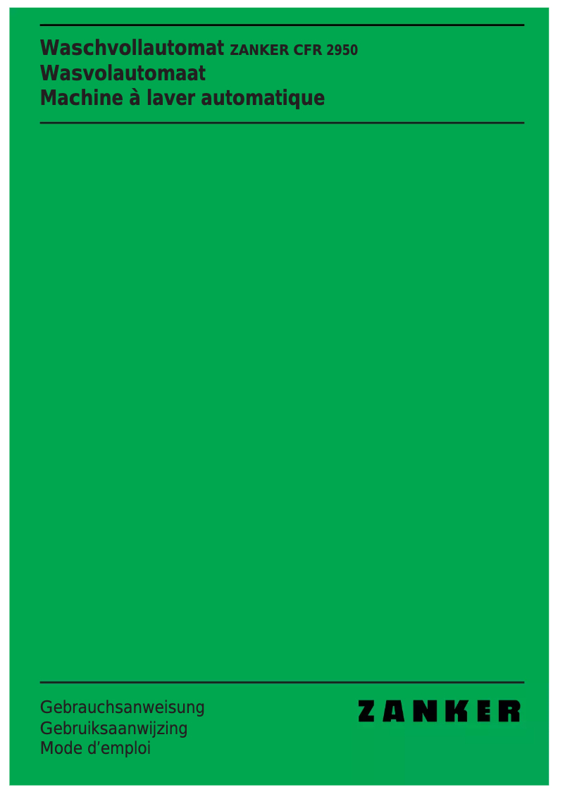 Page 1 de la notice Manuel utilisateur Zanker CFR 2950