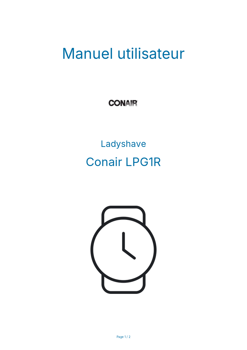 Page n°1 - Manuel utilisateur Conair LPG1R