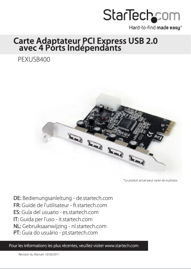 Page n°1 - Manuel utilisateur StarTech.com PEXUSB400
