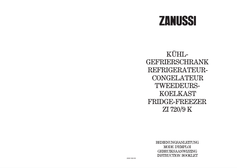 Page 1 de la notice Manuel utilisateur Zanussi ZI 720