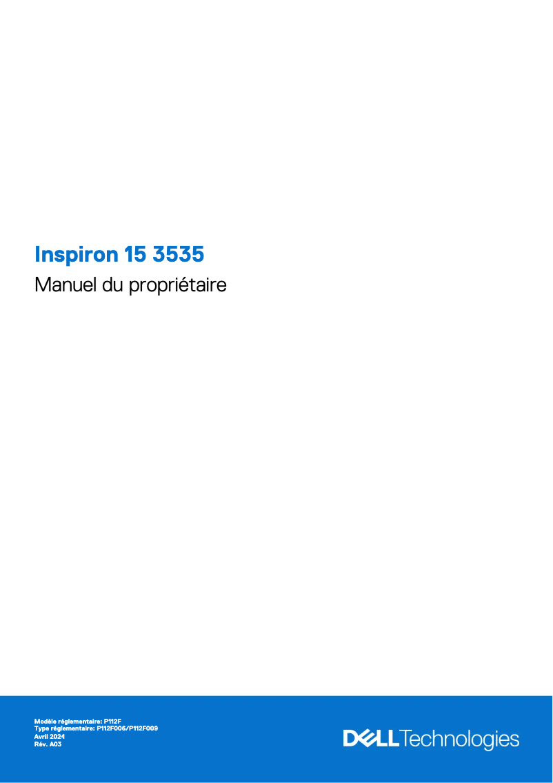 Page 1 de la notice Manuel utilisateur Dell Inspiron 15 3535