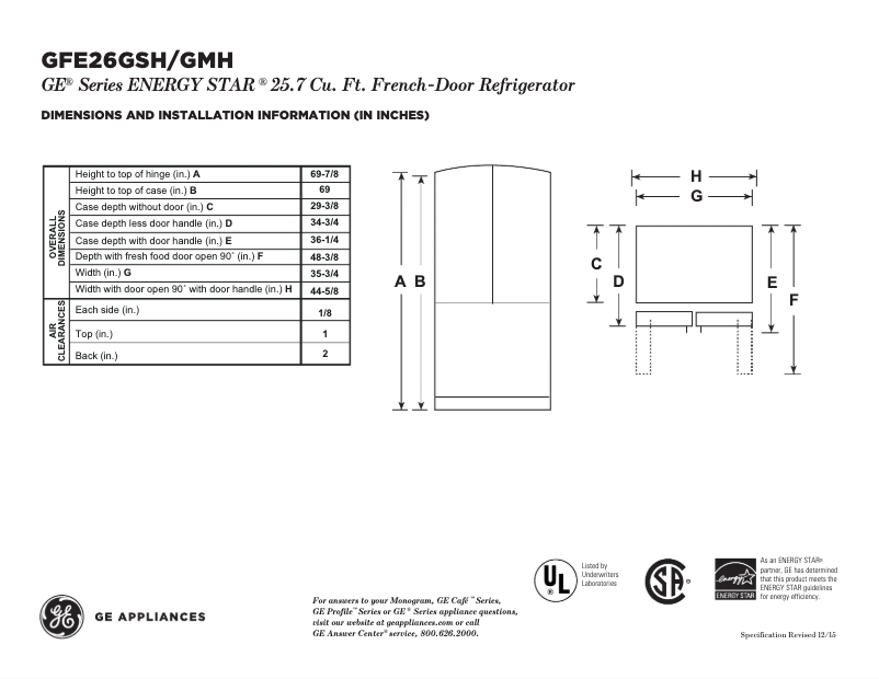 Image de la première page du manuel de l'appareil GFE26GMHES