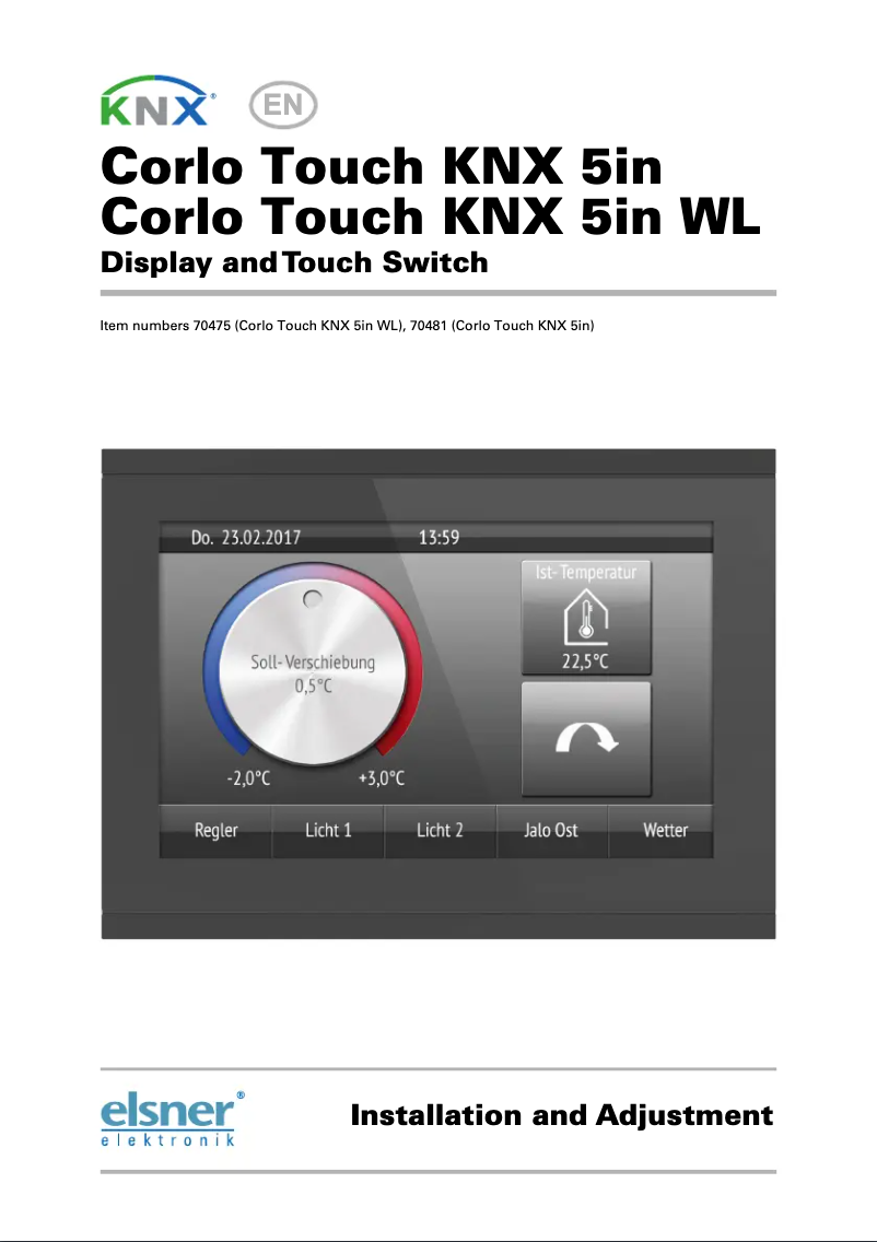 Page 1 de la notice Manuel utilisateur Elsner Corlo Touch KNX 5in