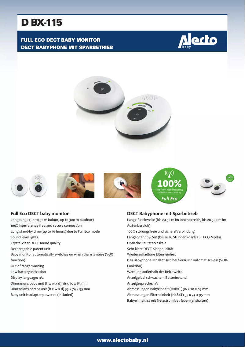 Page n°1 - Manuel utilisateur Alecto DBX-115