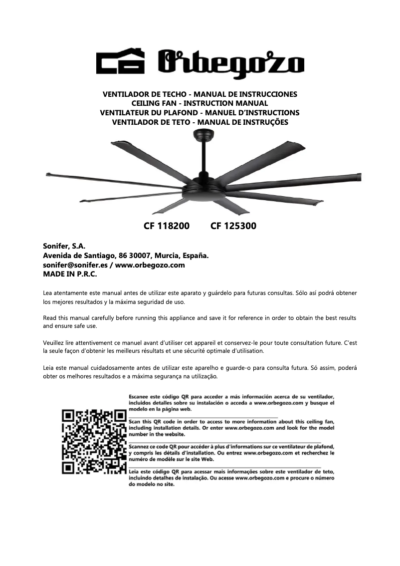 Page n°1 - Manuel utilisateur Orbegozo CF 101132