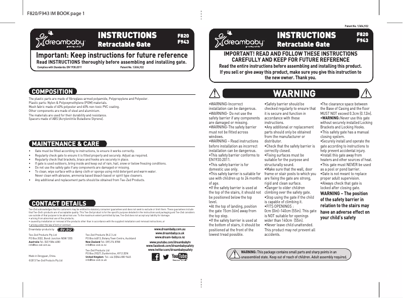 Image de la première page du manuel de l'appareil F820