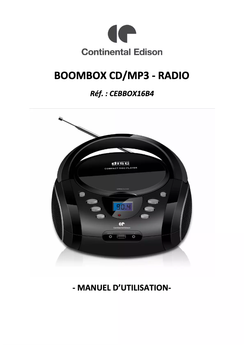 Page n°1 - Manuel utilisateur Continental Edison CEBBOX16B4