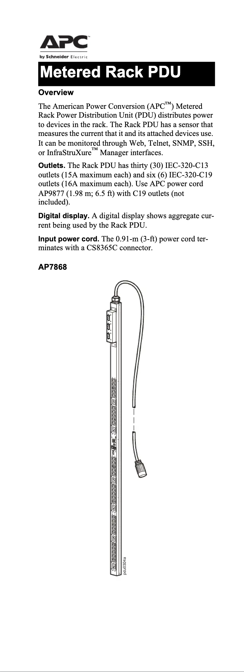 Page 1 de la notice Manuel utilisateur APC AP7868