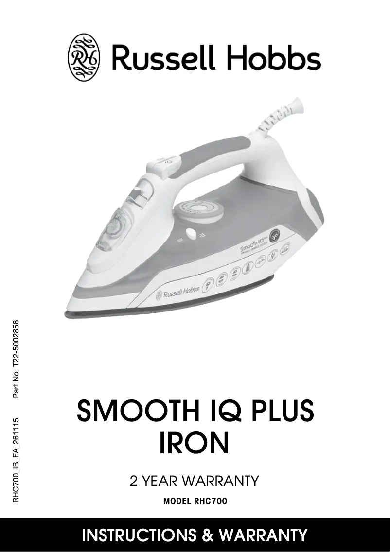 Page 1 de la notice Manuel utilisateur Russell Hobbs Smooth IQ Plus RHC700