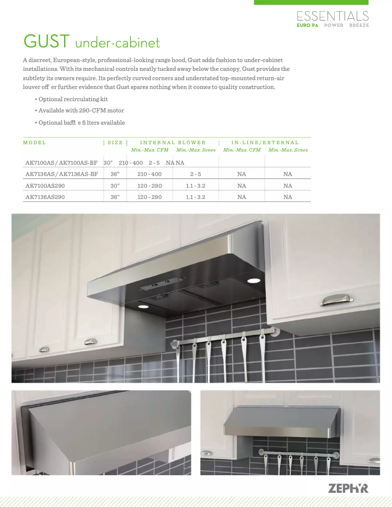Page n°1 - Fiche technique Zephyr AK7100ASBF
