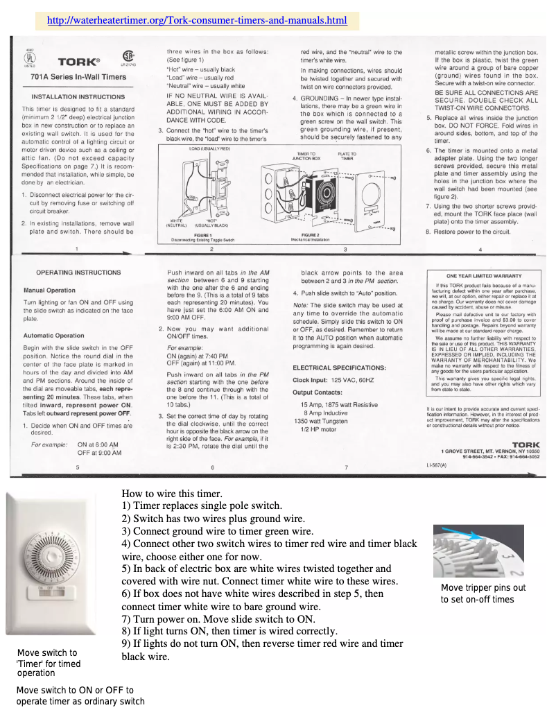 Page n°1 - Manuel utilisateur Tork 701A