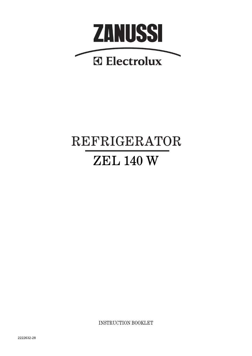 Page n°1 - Manuel utilisateur Zanussi-Electrolux ZEL140W