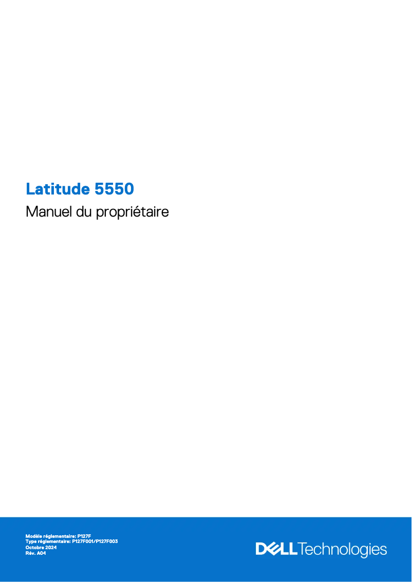 Page 1 de la notice Manuel utilisateur Dell Latitude 5550