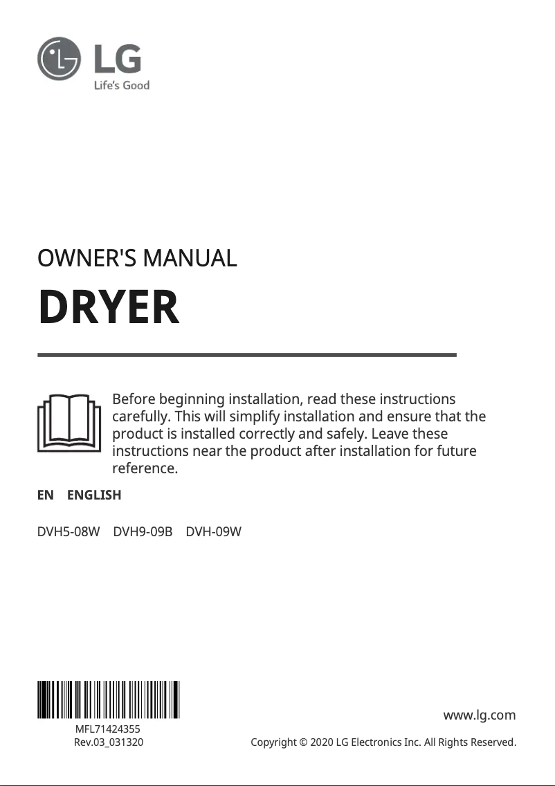 Page 1 de la notice Manuel utilisateur LG DVH5-08W