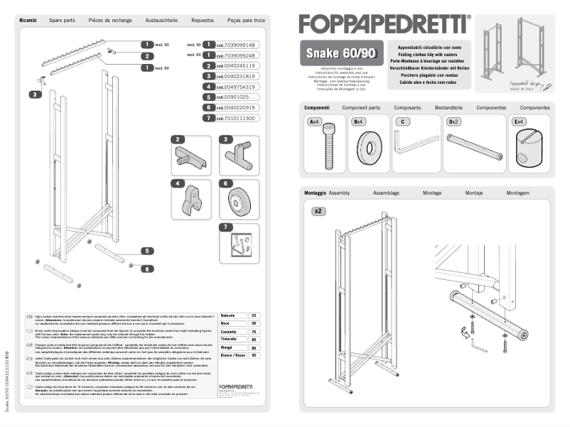 Page 1 de la notice Manuel utilisateur Foppapedretti Snake 90