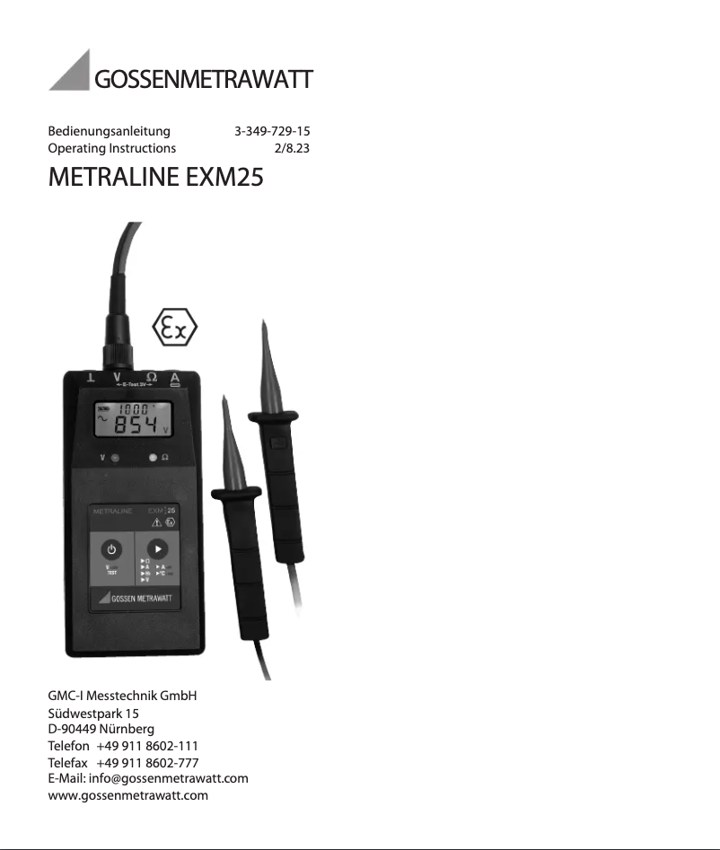 Page 1 de la notice Manuel utilisateur Gossen Metrawatt METRALINE EXM25
