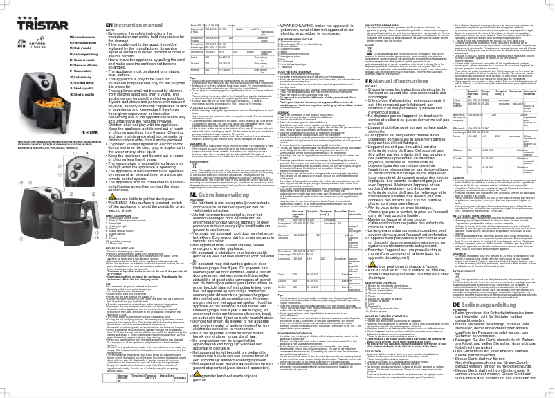 Page 1 de la notice Manuel utilisateur TriStar FR-6983PR