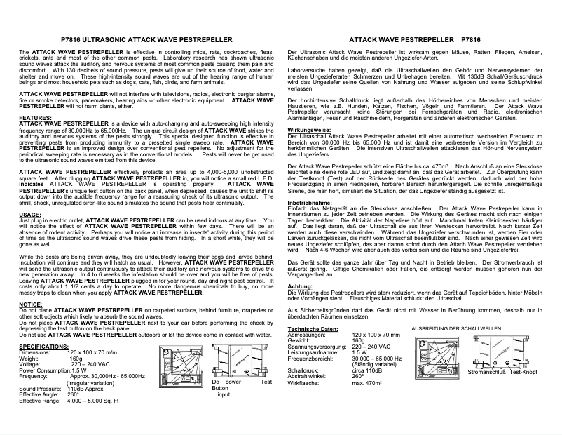 Page 1 de la notice Manuel utilisateur P3 International P7816