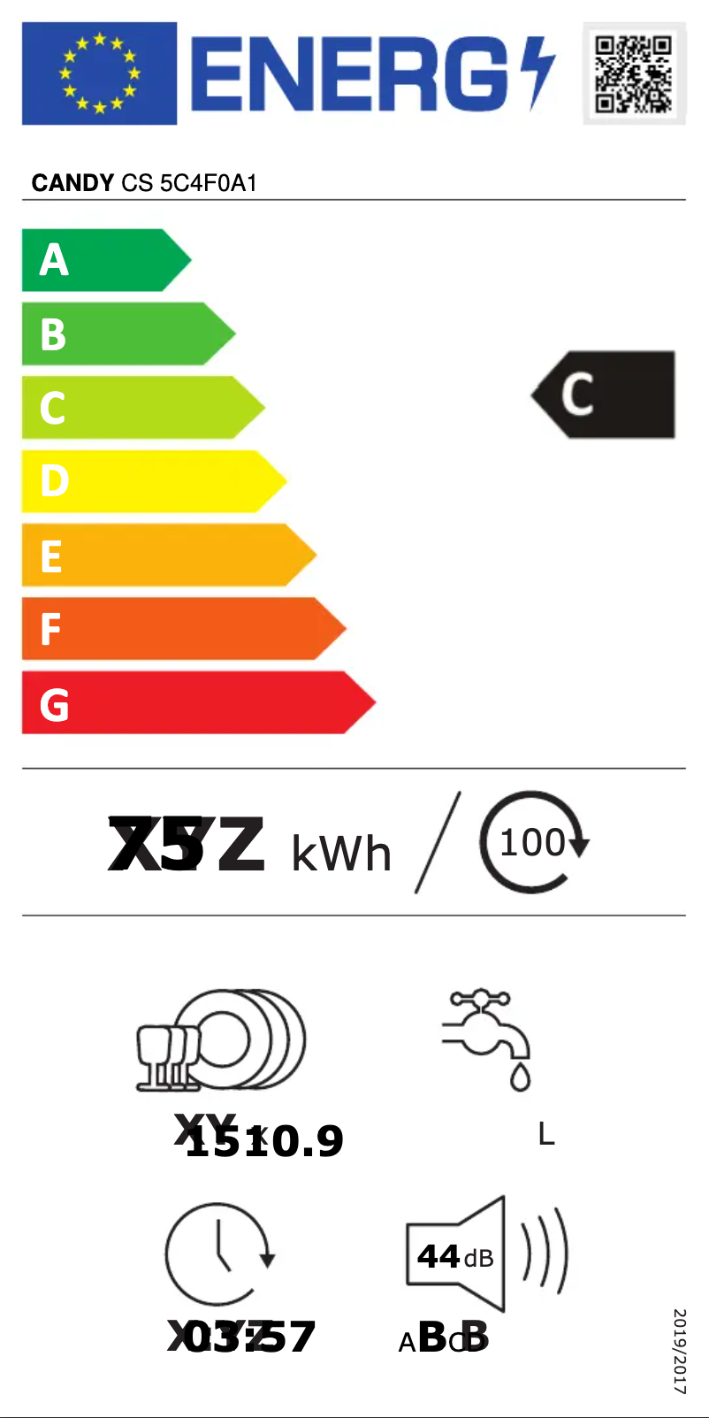 Page n°1 - Label énergétique Candy CS 5C4F0A1