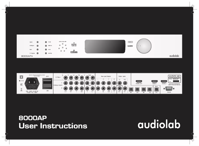 Page n°1 - Manuel utilisateur Audiolab 8000AP